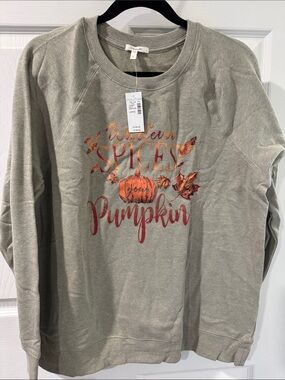Maurices grey Crewneck Sweatshirt with Orange Pumpkin Graphic